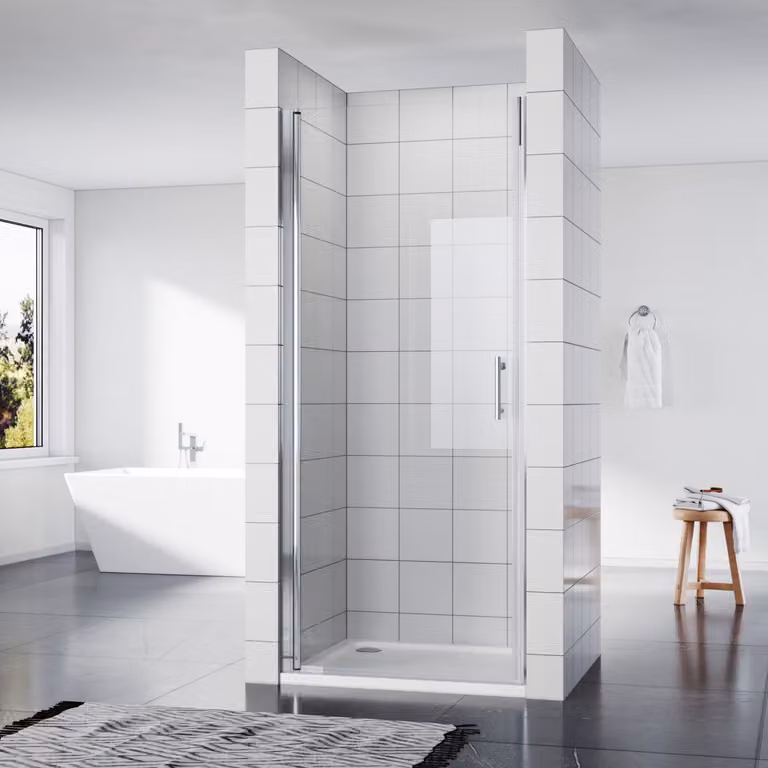 SONNI porta doccia girevole porta doccia 90x195 cm, vetro di sicurezza monoplanare con nano rivestimento, con range di regolazione, montabile a destra e a sinistra