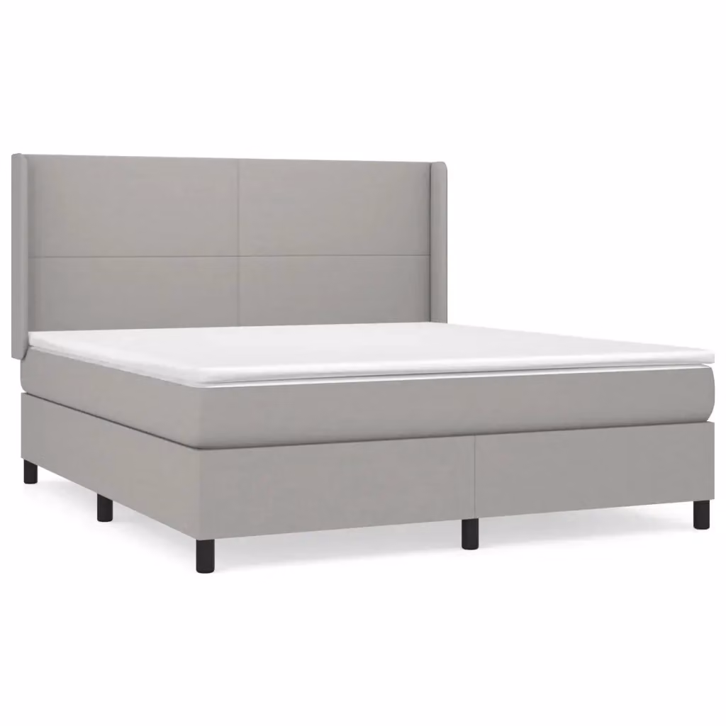Letto Ibrido vidaXL con Giroletto a Molle e Materasso in Tessuto Grigio e Bianco L/P: 160 x 200 cm – 2