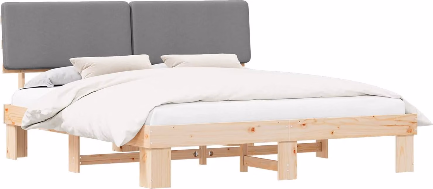 Letto con Testiera Rivestita Grigio chiaro 200 x 200 cm