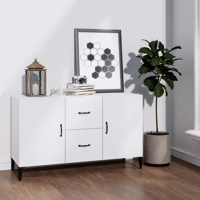 Credenza Buffet Design Mania Bianca in Legno Multistrato per Cucina e Sala da Pranzo L: 100 cm, P: 36 cm, H: 60 cm – 1
