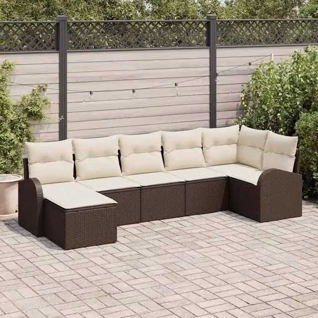 Set di divani 7 pz Marrone polyrattan 3354797
