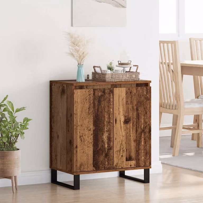 Credenza moderna vidaXL in legno ingegnerizzato e metallo, colore marrone, L 60 cm x P 35 cm x H 70 cm
