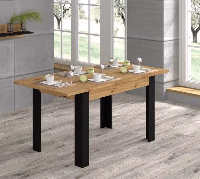 Tavolo allungabile NUKA Bim Furniture colore Rovere e Nero opaco L/P/H: 120/160 x 80 x 76 cm
