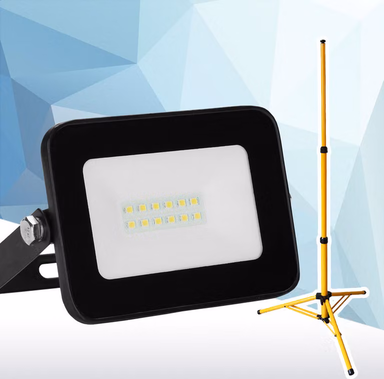 Clanmacy 10W LED proiettore da costruzione Proiettore treppiede Proiettore da esterno Luce da lavoro Proiettore da costruzione IP66 Impermeabile Bianco freddo