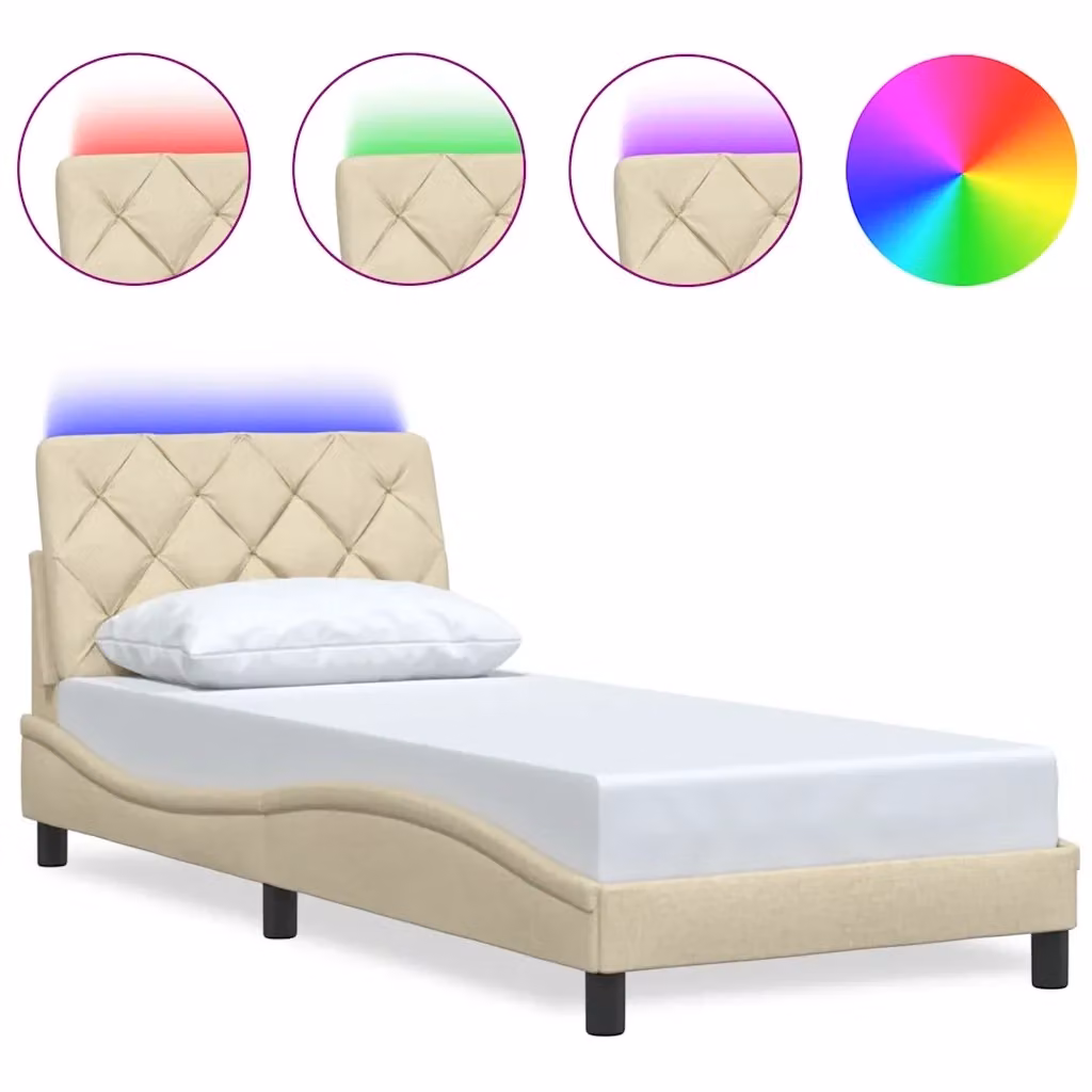 vidaXL Giroletto con LED e porta USB in tessuto beige, L 80 x P 200 cm – 2