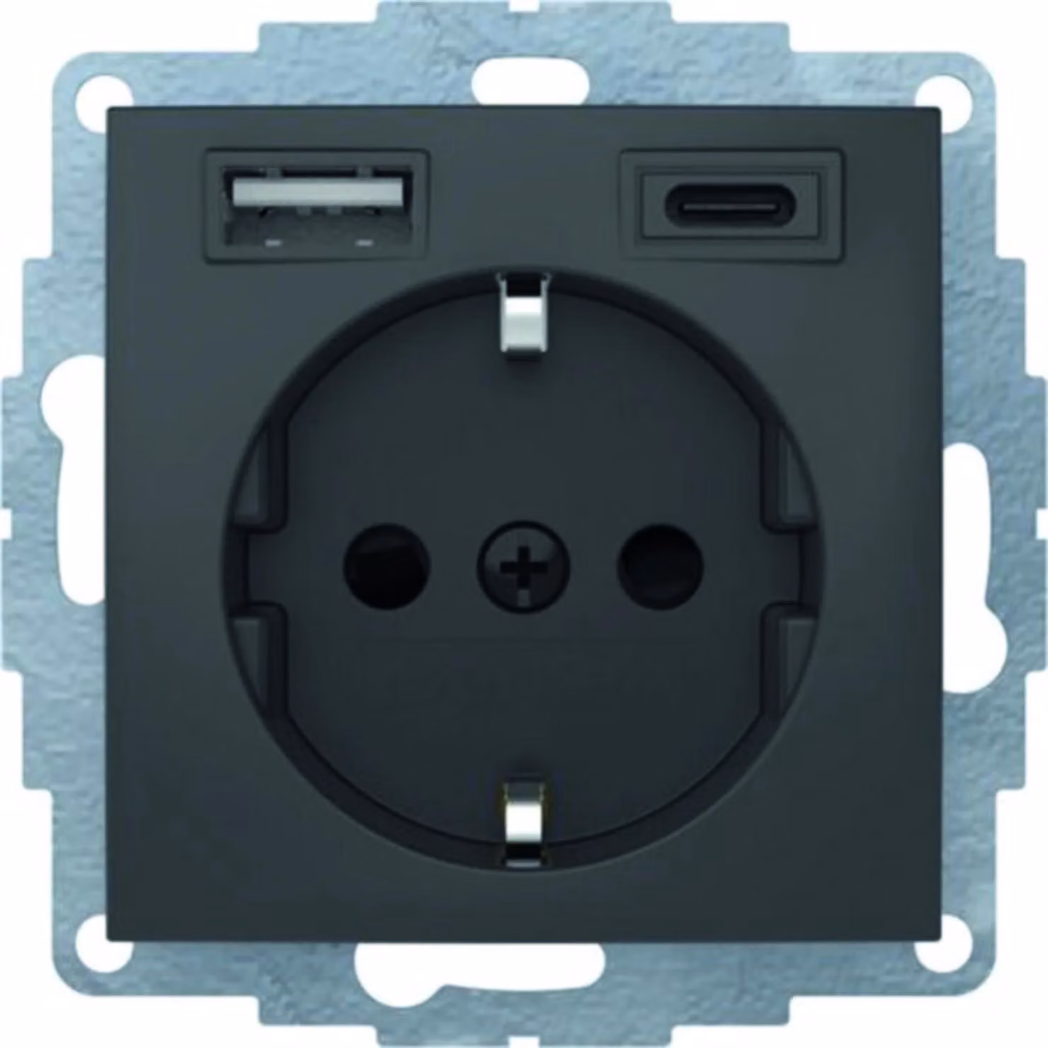 Berker 48041606 Presa USB di tipo A+C con protezione da contatto in rilievo Protezione contro il rischio di contatto S.1 antracite/opaco