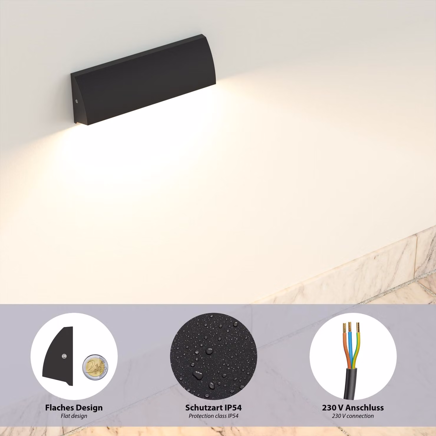 Faretti da incasso per esterni - 6,2 W, colore nero opaco - 566 lumen, luce bianca calda - alluminio