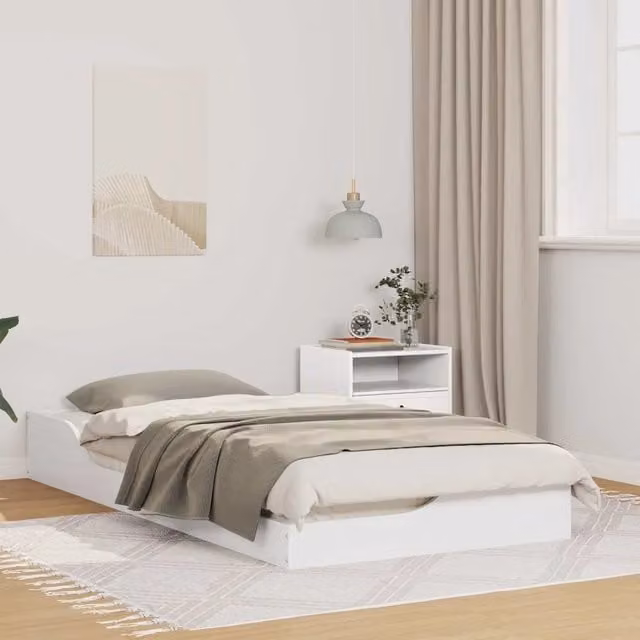 Letto in pino massello bianco con struttura rigida e doghe in legno L: 78,5 cm, P: 193,5 cm, H: 24 cm – 1