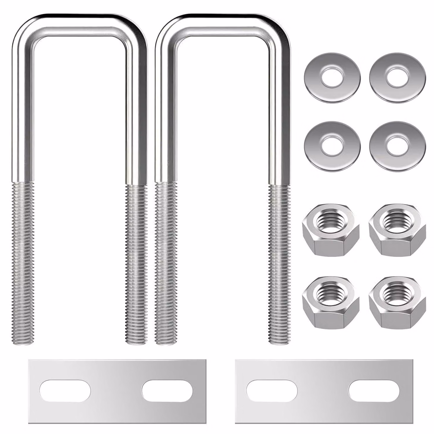 Bulloni a U M8 in acciaio inossidabile, 25x100mm, confezione da 2 pezzi, con dado e rondella