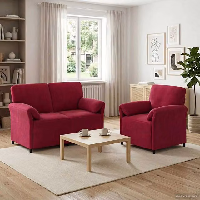 Set di divani 2 pz Rosso Vino Velluto 3424890