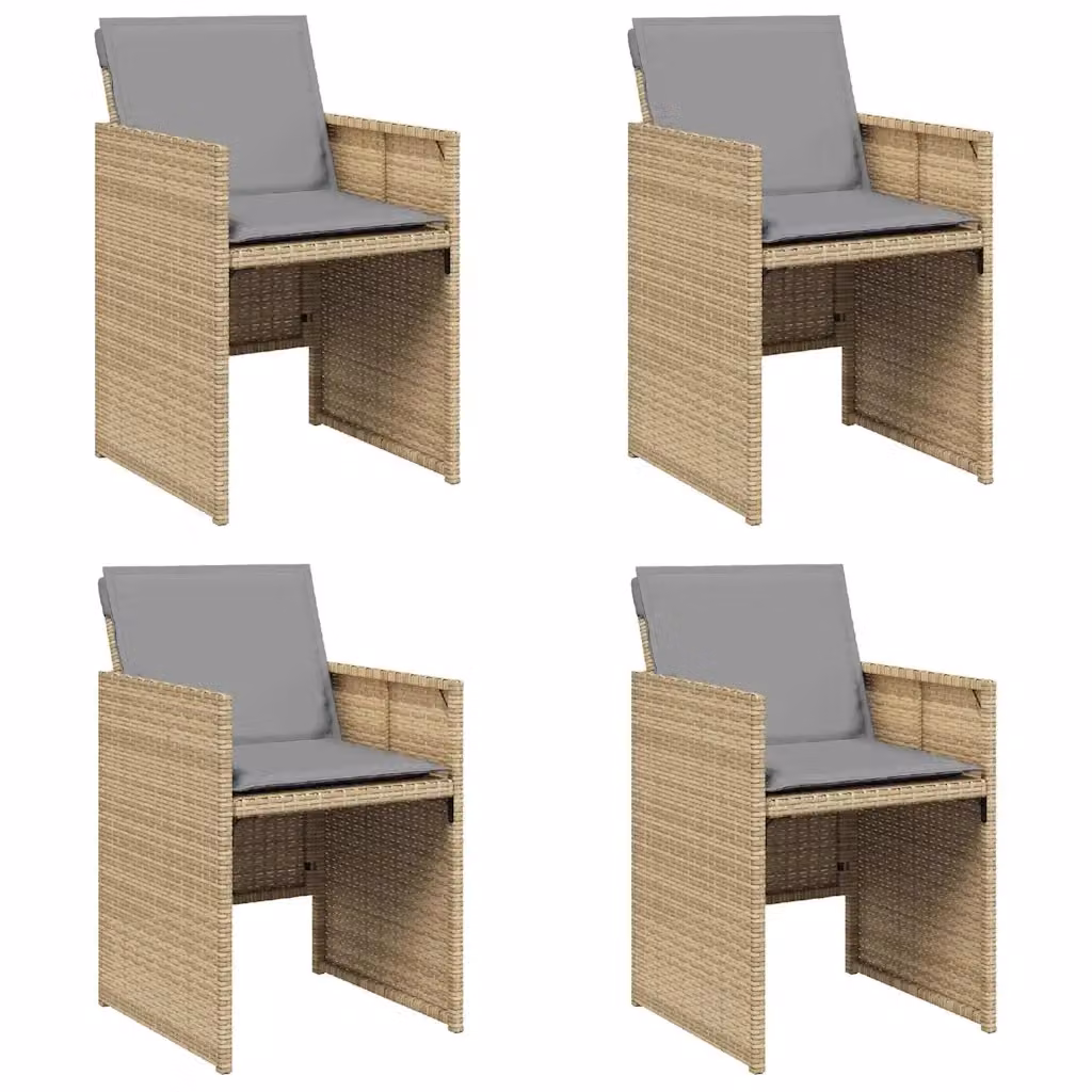 Set di 4 sedie da giardino vidaXL in polyrattan con cuscini beige e grigio e braccioli – 2