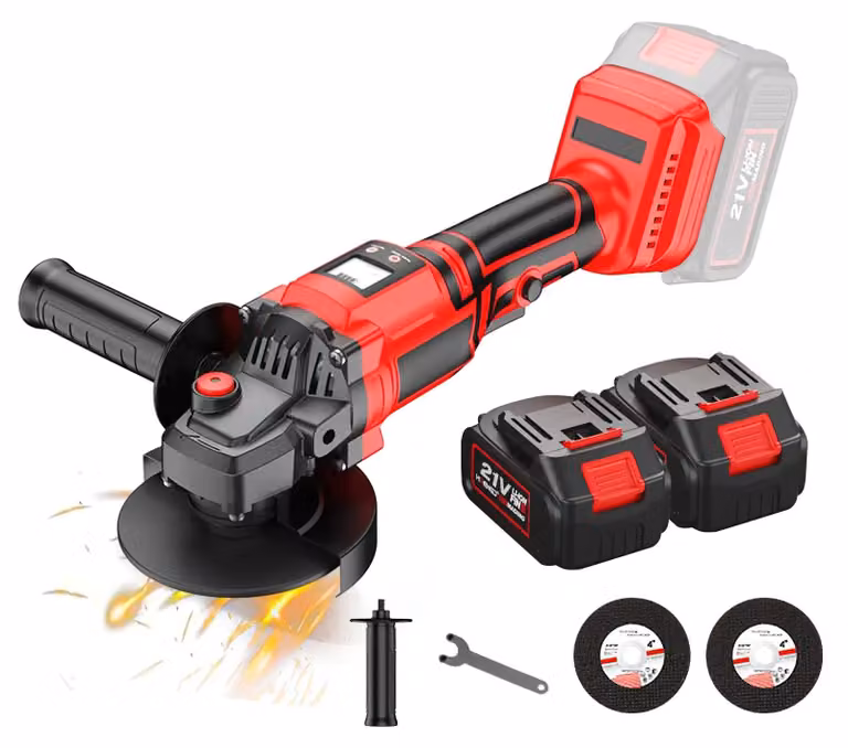 Smerigliatrice angolare a batteria - 125 mm - Motore brushless - 21 V - 13.000 giri/min - Velocità variabile - 2 batterie