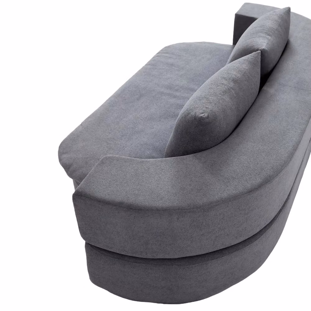 Divano letto pieghevole Minimal Grigio chiaro con 2 cuscini in spuma ad alta densità, modello singolo L: 130 cm, P: 60 cm, H: 24,6 cm – 2