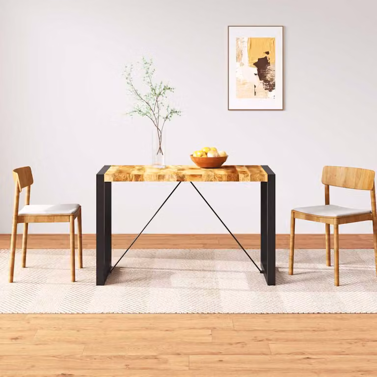 vidaXL Tavolo da Pranzo Rettangolare in Legno di Mango e Metallo, Stile Industrial, Marrone e Nero, L: 120 cm, P: 76 cm, H: 60 cm