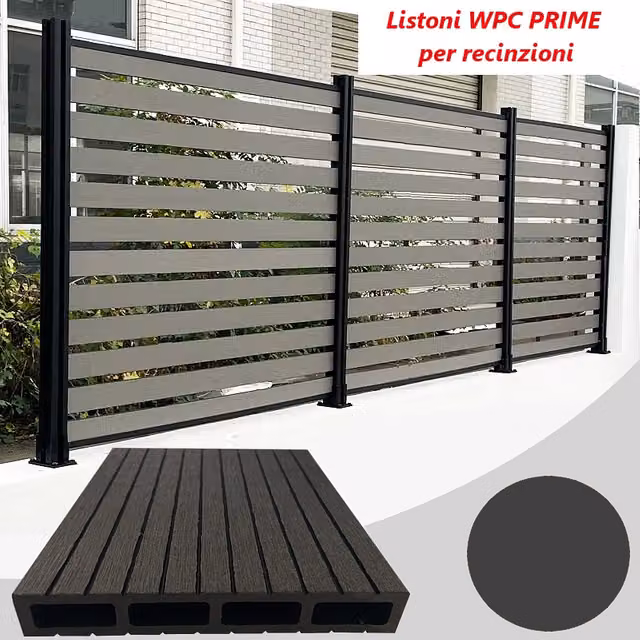 Listoni WPC PRIME L196xH183cm per recinzione colore Antracite listone 105x1805mm spessore 20mm