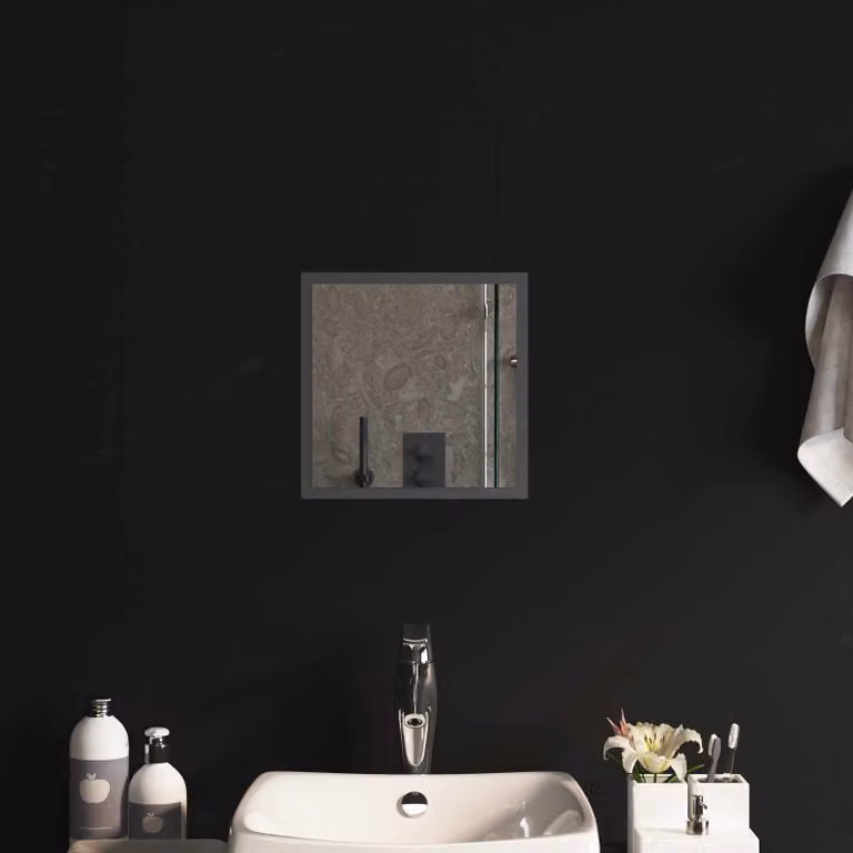 Specchio da bagno moderno vidaXL con luce LED in vetro temperato trasparente, L 30 cm x H 30 cm