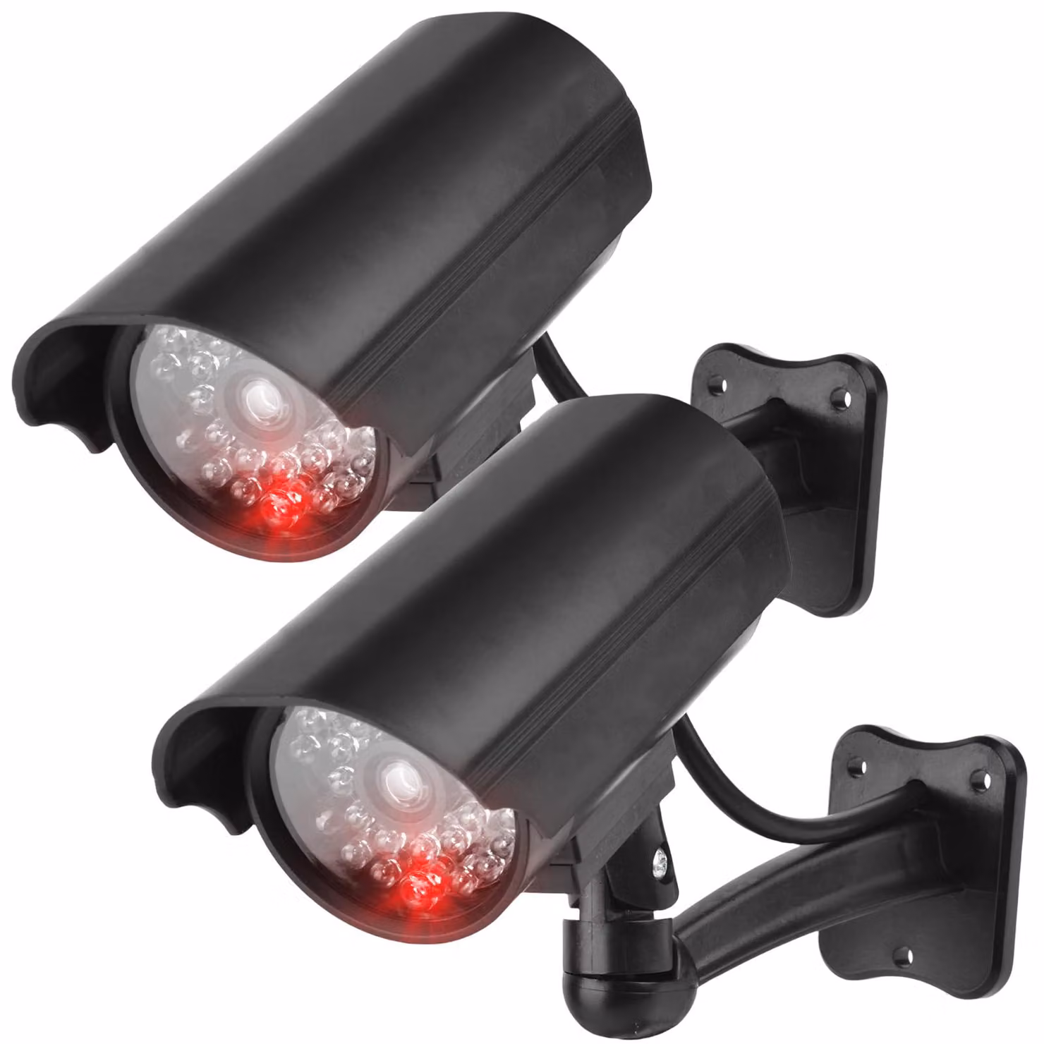 2 telecamere di sicurezza finte per esterni, con LED rosso lampeggiante
