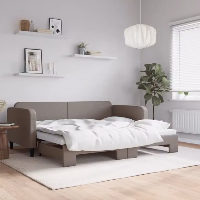 Divano Letto con Letto Estraibile-Sofa Letto-Daybed Tortora 90x200 cm in Tessuto 509500