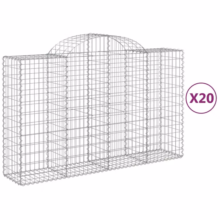 Cesti Gabbioni ad Arco 20 pz 200x50x120/140 cm Ferro Zincato
