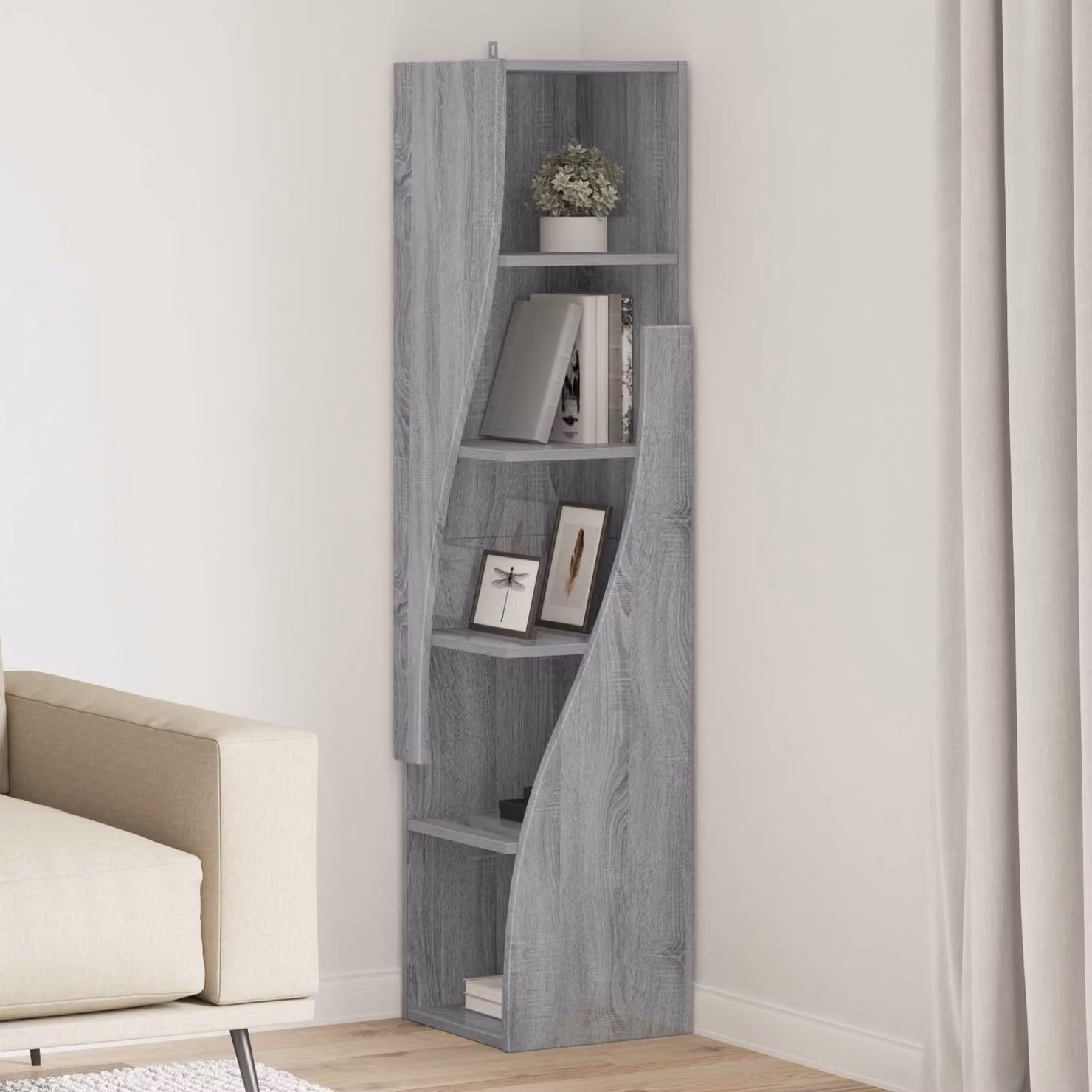 Mobile angolare vidaXL in legno ingegnerizzato Grigio Sonoma, L/P/H: 32 x 32 x 140 cm