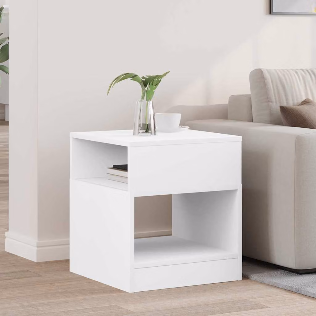 Tavolino moderno vidaXL bianco in MDF con finitura opaca L/P/H: 40,5 x 40 x 45 cm