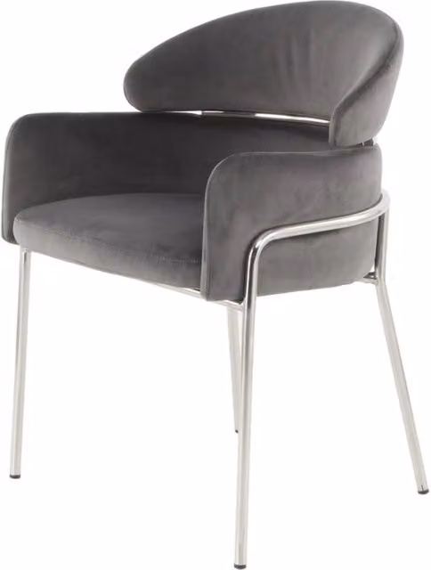 Sedia Elva 100 Grigio e Argento in Velluto
