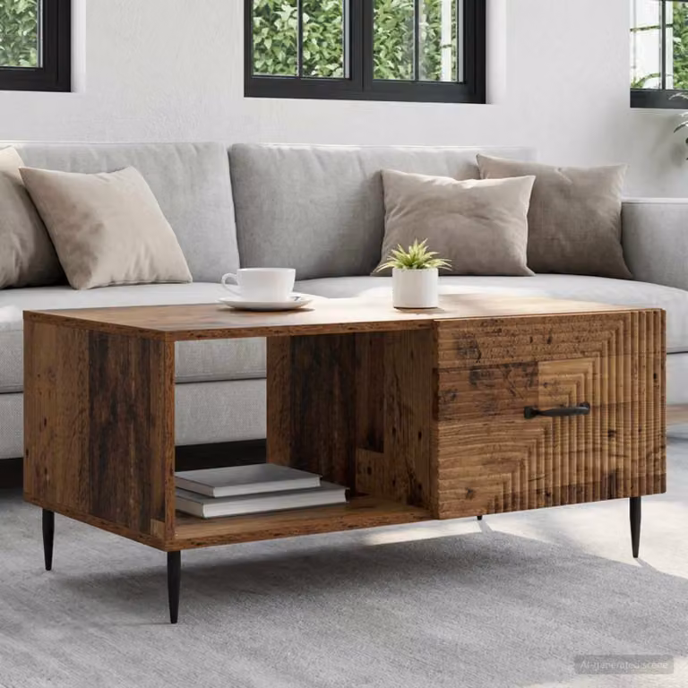 vidaXL Tavolino da salotto in stile industriale marrone L: 90 cm, P: 50 cm, H: 40 cm
