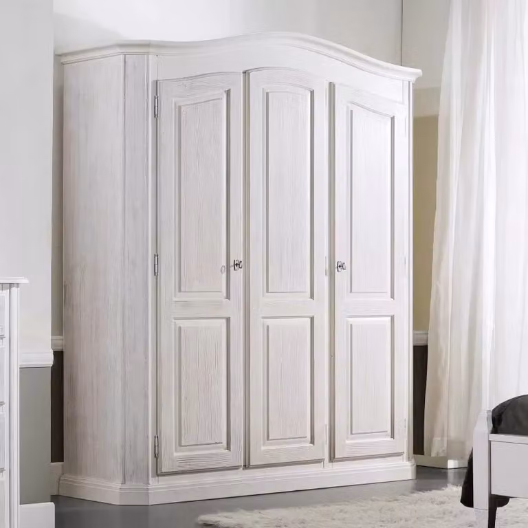 Armadio 3 porte shabby chic in legno spazzolato bianco Mobili 2G L/P/H: 181 x 63 x 217 cm