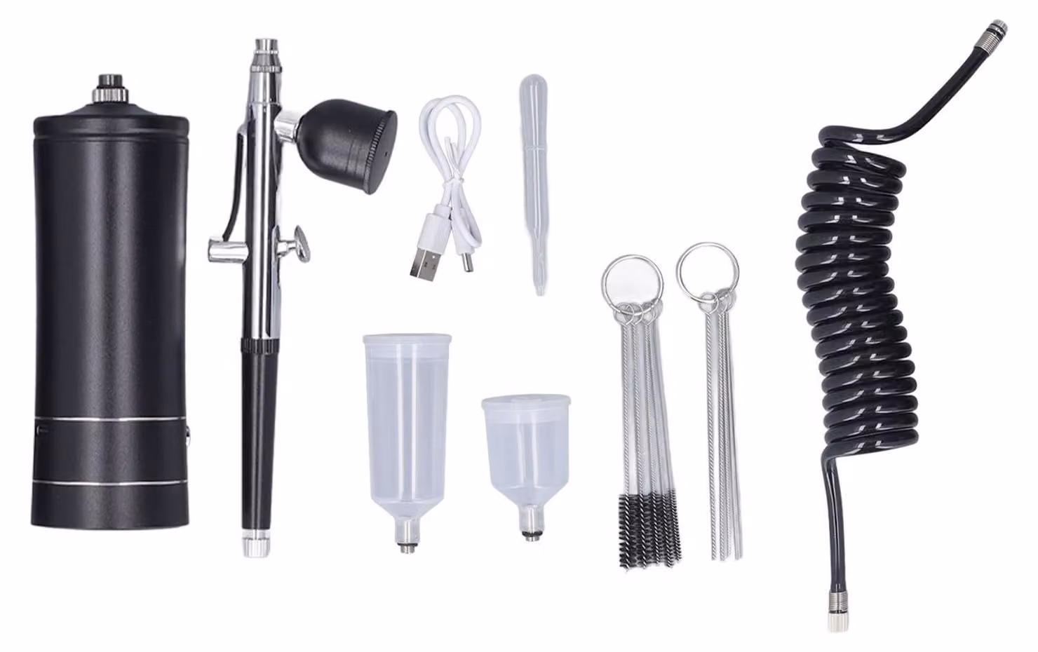 Kit per aerografo, senza fili, anti-intasamento, ad alta pressione, con 2 modalità di pressione (2 PSI), macchina per l'iniezione di ossigeno con spazzola di pulizia, contenitori da 20 cc e 40 cc