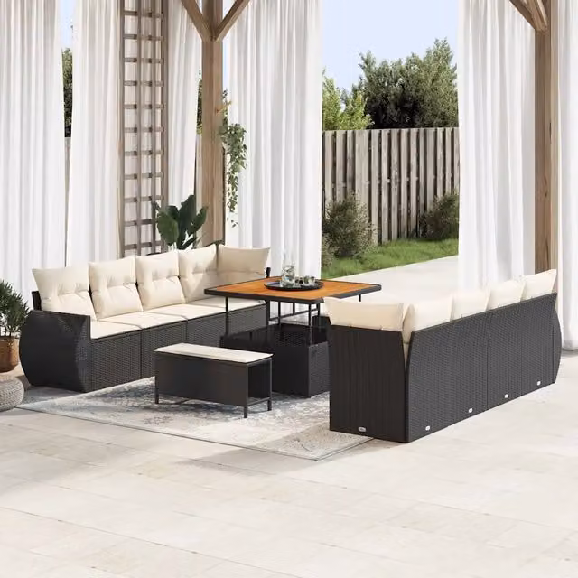 Set Divano da Giardino 11 pz Nero polyrattan 3361855