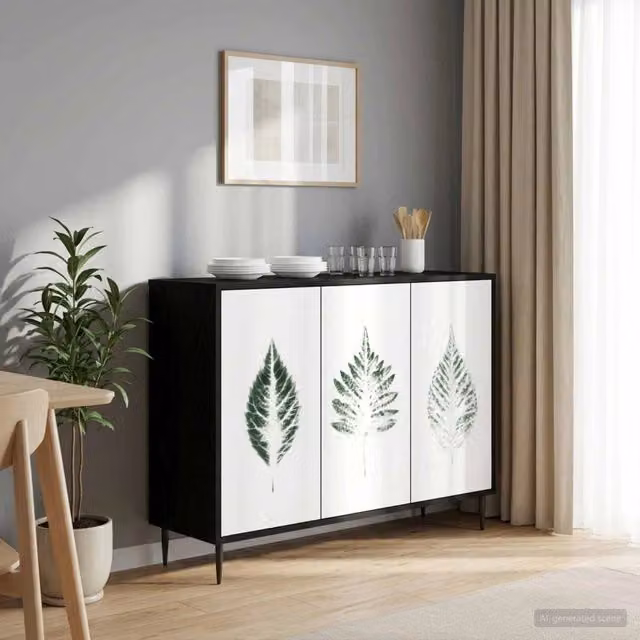 Credenza moderna HANAU vidaXL in rovere nero L: 102 cm, P: 33 cm, H: 76 cm – 1