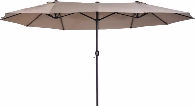 Ombrellone da Giardino Doppio con Apertura a Manovella in Acciaio e Poliestere, Colore Beige o Marrone, L: 455 cm, P: 265 cm, H: 238 cm