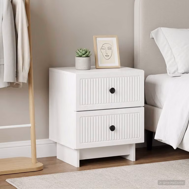 Set di 2 Armadi da Notte vidaXL Bianco Lucido L/P/H: 43 x 34,5 x 47,5 cm