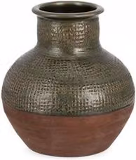 Vaso in ceramica Bizzotto KLAS Verde, forma rotonda e stile rustico, L/P/H: 33 x 33 x 35 cm