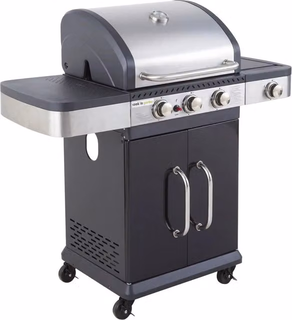 Barbecue a gas FIDGI 3 con termometro - 3 bruciatori + fornello da 11,5kW
