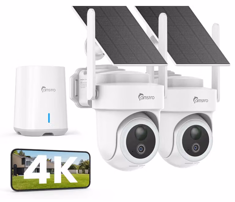 Kit di telecamere di sicurezza per esterni - 4K Ultra HD - Wi-Fi dual-band - 64 GB di memoria interna - Visione notturna e tracciamento AI