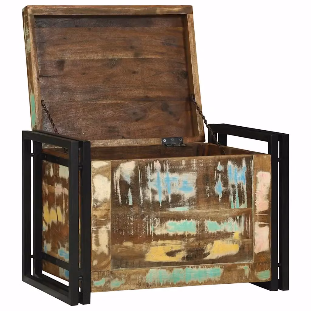 Scatola di stoccaggio moderna vidaXL in legno e metallo, marrone e nero, L: 60 cm, P: 40 cm, H: 41 cm – 2