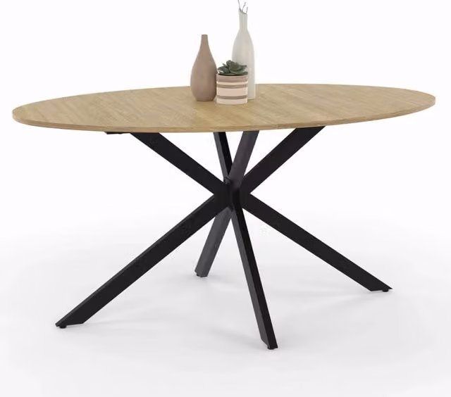 IDMarket Tavolo da pranzo ovale ALIX in legno e metallo, colore marrone e nero, per 8 persone