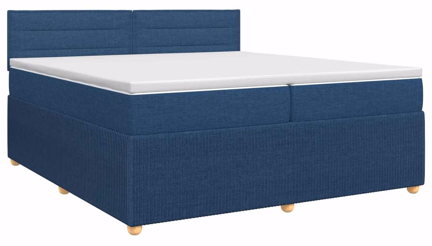 Letto a molle insacchettate con materasso e testiera in tessuto blu 200 x 200 cm