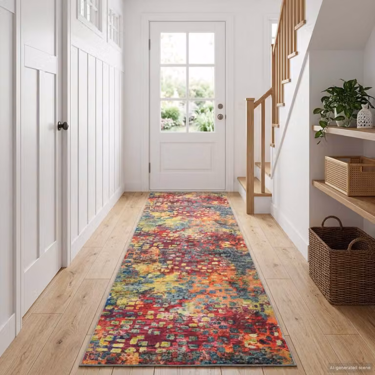 Tappeto Runner vidaXL LESAKA Multicolore con Disegno Geometrico in Velluto Diamante L 100 x P 50 cm