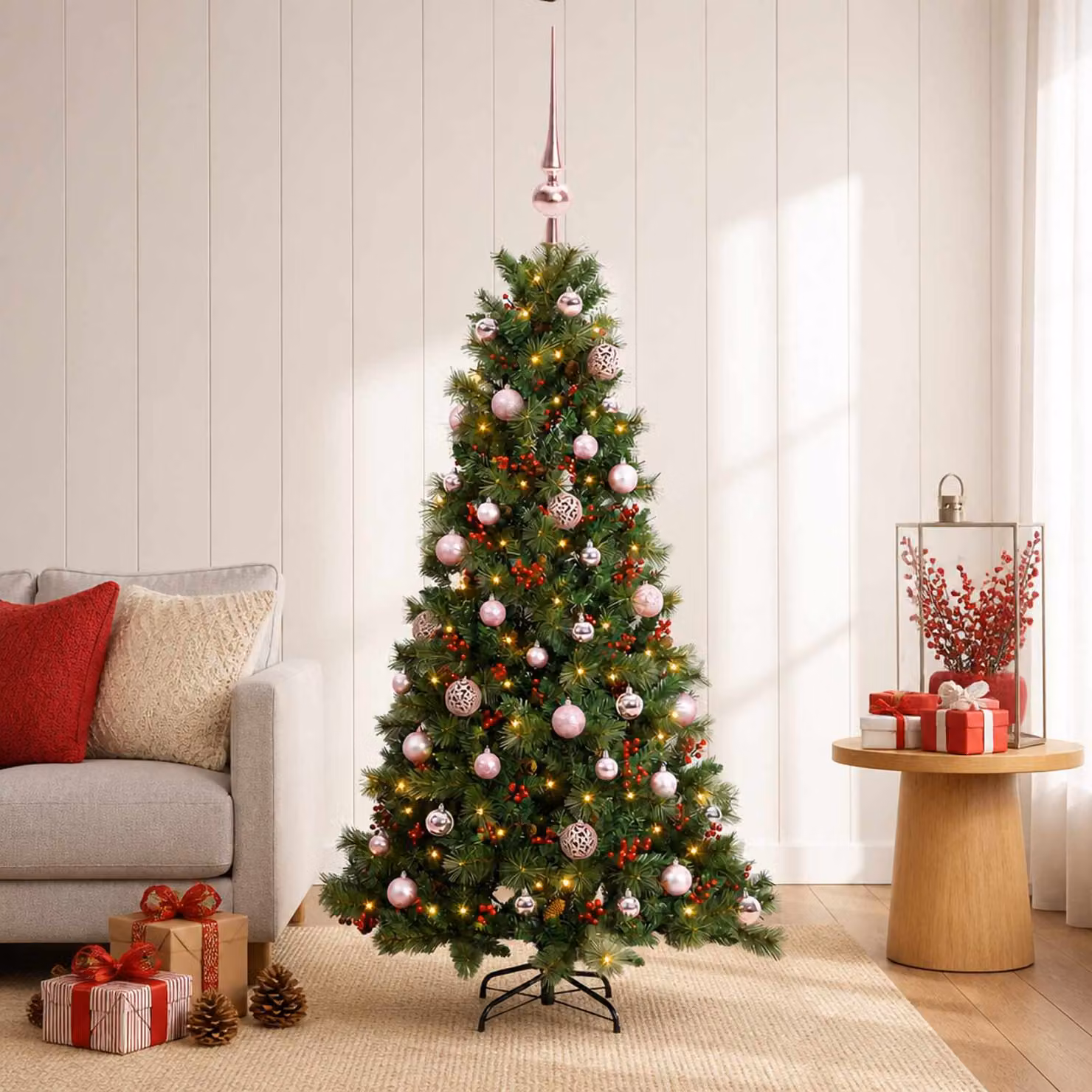 vidaXL Albero di Natale artificiale con palline 120 cm 150 LED