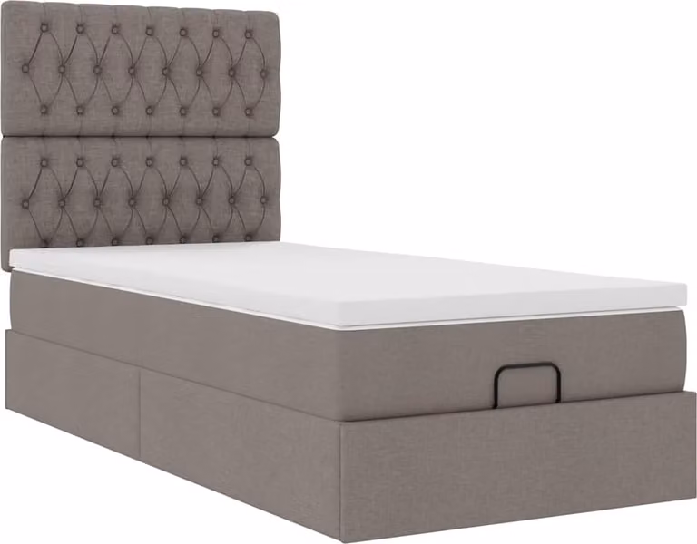 Struttura Letto Pouf con Materasso Tortora 80x200 cm in Tessuto