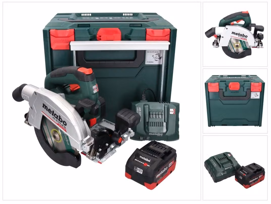 Sega circolare portatile a batteria Metabo KS 18 LTX 66 BL 18 V 165 mm + 1x batteria da 5,5 Ah + caricabatterie + metaBOX