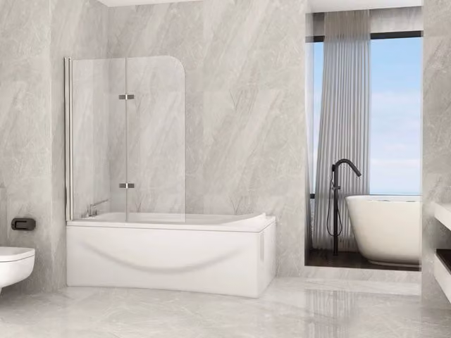 Parete vasca libro interno esterno cristallo 6mm trasparente anticalcare Lola 120 cm