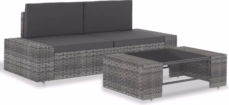 Maison Exclusive - Set da giardino per relax, composto da 3 pezzi, in rattan sintetico grigio