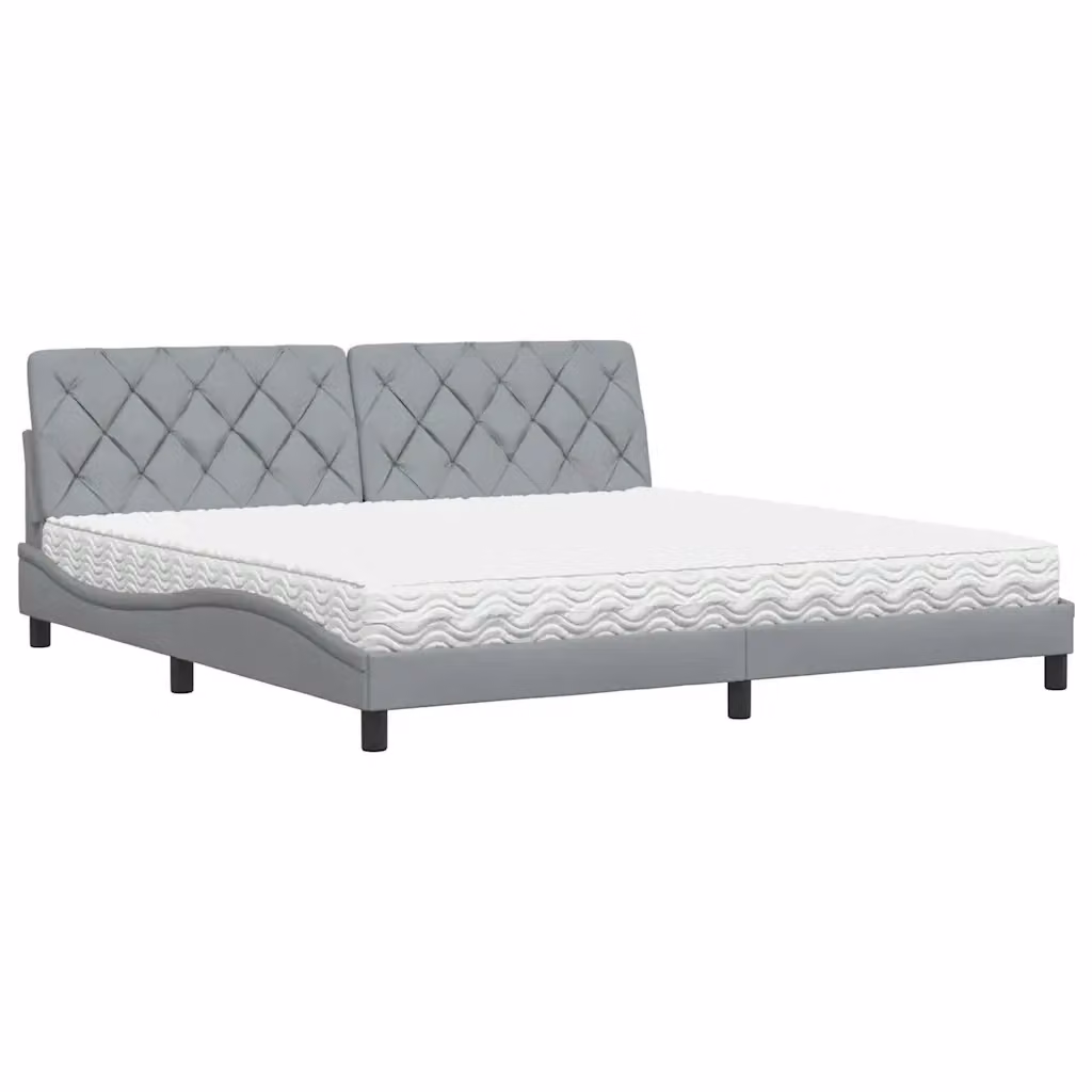 Letto moderno vidaXL con materasso in schiuma, tessuto grigio e bianco, L/P/H: 200 x 200 x 218 cm – 2