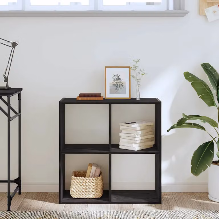 Libreria moderna vidaXL in MDF nero con pannello posteriore L: 68,5 cm, P: 32 cm, H: 68,5 cm