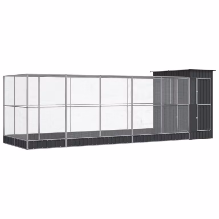 Voliera con Estensione Argento 623x203x216 cm in Acciaio
