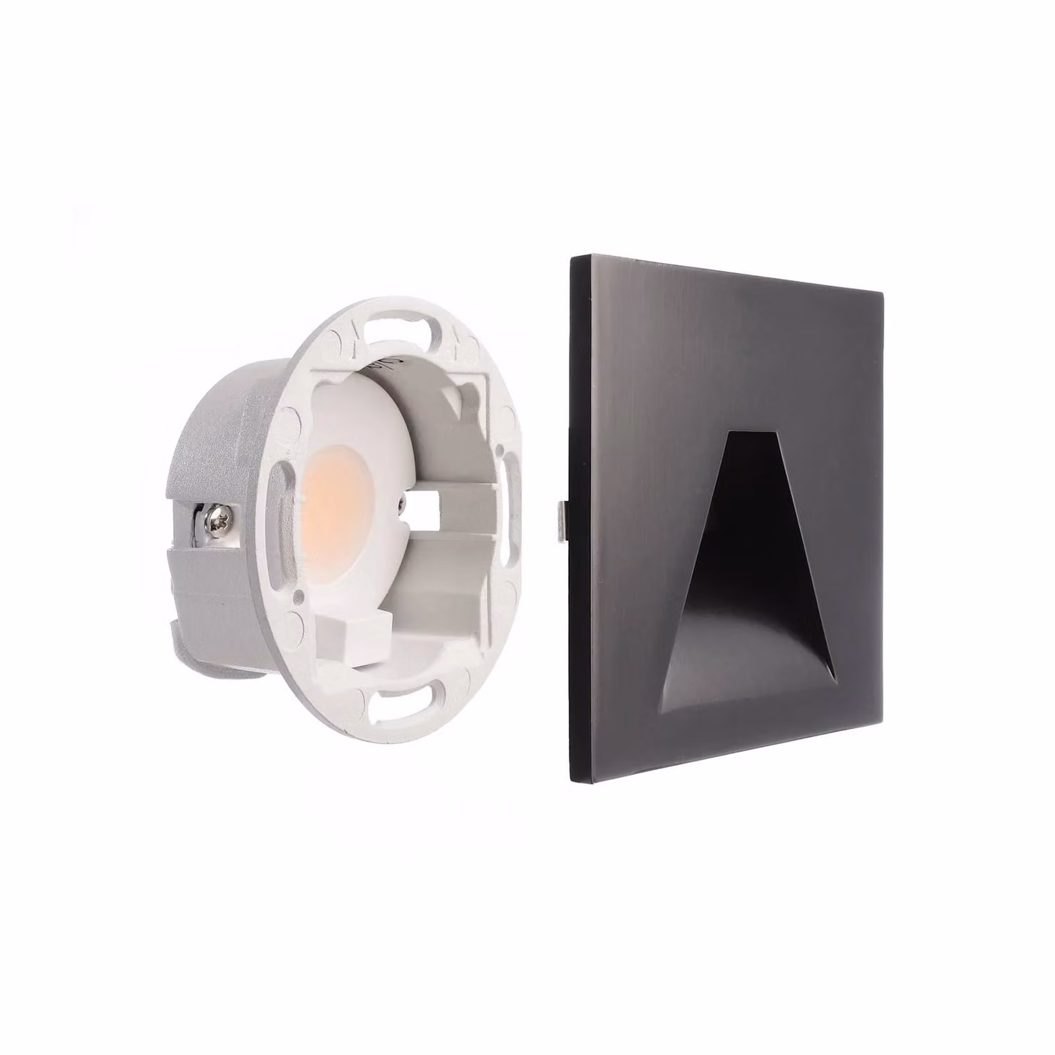 Deko-Light Applique a LED da incasso SET Alwaid nero 8x8 cm angolare 2.700 K, Nero, Corridoio, Alluminio, Moderno, Faretto da incasso a parete