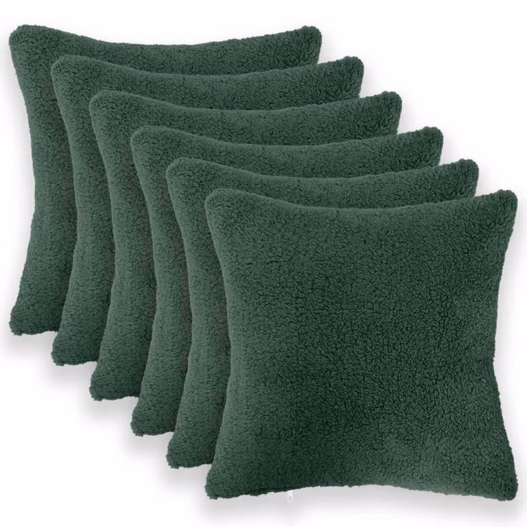 Set di 6 federe vidaXL HEERLEN in tessuto bouclé verde scuro, L/P: 30 x 30 cm